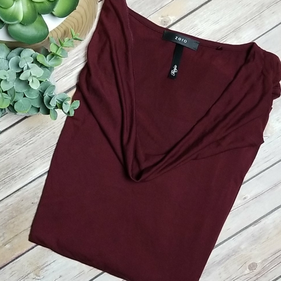 NEW - Zero - Maroon Shirt with Cowl Neck - Picture 1 of 6